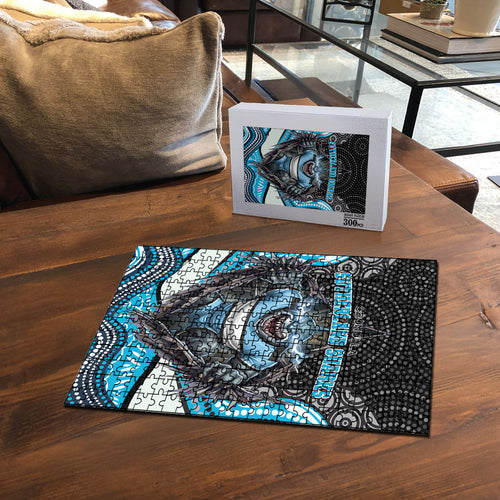Cronulla Sutherland Sharks Puzzle The Scream of Lightning Eyes - Indigenous Dot Ripping Effect