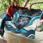 Cronulla Sutherland Sharks Quilt The Scream of Lightning Eyes - Indigenous Dot Ripping Effect