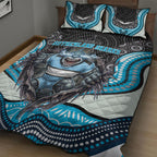 Cronulla Sutherland Sharks Quilt Bed Set The Scream of Lightning Eyes - Indigenous Dot Ripping Effect