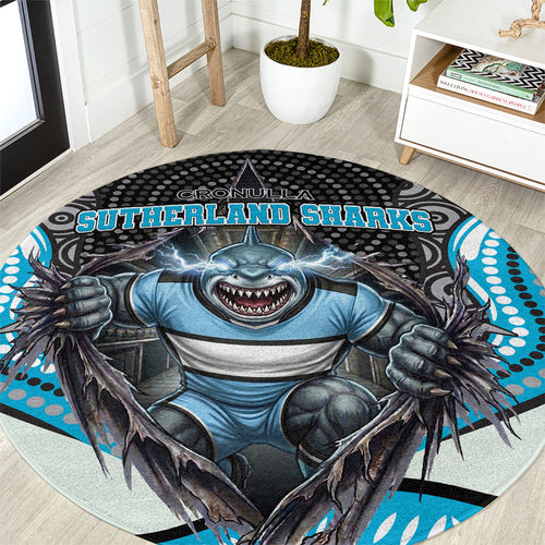 Cronulla Sutherland Sharks Round Carpet The Scream of Lightning Eyes - Indigenous Dot Ripping Effect