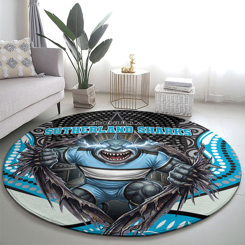 Cronulla Sutherland Sharks Round Carpet The Scream of Lightning Eyes - Indigenous Dot Ripping Effect
