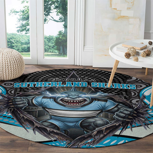 Cronulla Sutherland Sharks Round Carpet The Scream of Lightning Eyes - Indigenous Dot Ripping Effect