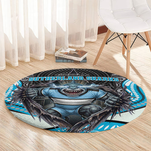 Cronulla Sutherland Sharks Round Carpet The Scream of Lightning Eyes - Indigenous Dot Ripping Effect