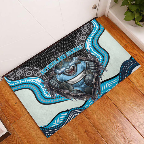 Cronulla Sutherland Sharks Rubber Doormat The Scream of Lightning Eyes - Indigenous Dot Ripping Effect