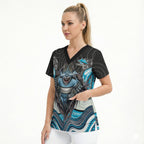 Cronulla Sutherland Sharks Scrub Top The Scream of Lightning Eyes - Indigenous Dot Ripping Effect