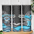 Cronulla Sutherland Sharks Skinny Tumbler The Scream of Lightning Eyes - Indigenous Dot Ripping Effect