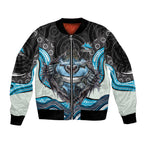 Cronulla Sutherland Sharks Sleeve Zip Bomber Jacket The Scream of Lightning Eyes - Indigenous Dot Ripping Effect