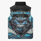 Cronulla Sutherland Sharks Sleeveless Puffer Jacket The Scream of Lightning Eyes - Indigenous Dot Ripping Effect