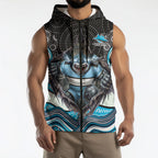 Cronulla Sutherland Sharks Sleeveless Zip Hoodie The Scream of Lightning Eyes - Indigenous Dot Ripping Effect