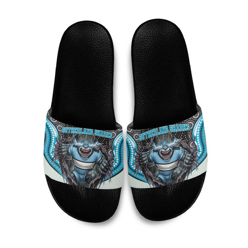 Cronulla Sutherland Sharks Slide Sandals The Scream of Lightning Eyes - Indigenous Dot Ripping Effect