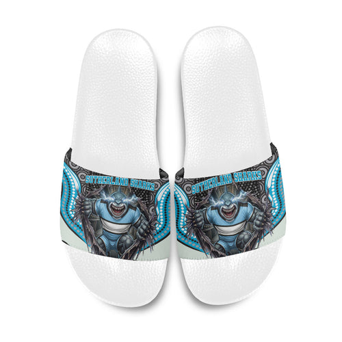 Cronulla Sutherland Sharks Slide Sandals The Scream of Lightning Eyes - Indigenous Dot Ripping Effect