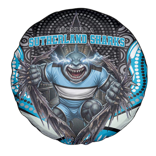 Cronulla Sutherland Sharks Spare Tire Cover The Scream of Lightning Eyes - Indigenous Dot Ripping Effect
