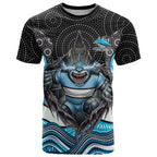 Cronulla Sutherland Sharks T Shirt The Scream of Lightning Eyes - Indigenous Dot Ripping Effect