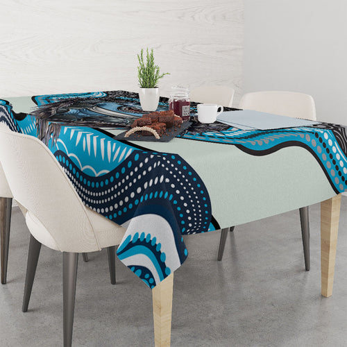 Cronulla Sutherland Sharks Tablecloth The Scream of Lightning Eyes - Indigenous Dot Ripping Effect
