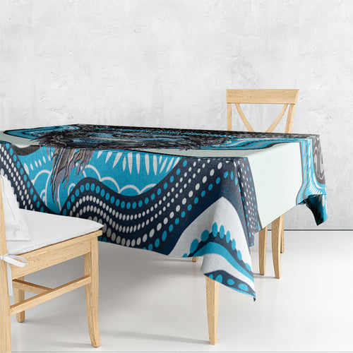 Cronulla Sutherland Sharks Tablecloth The Scream of Lightning Eyes - Indigenous Dot Ripping Effect