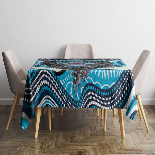 Cronulla Sutherland Sharks Tablecloth The Scream of Lightning Eyes - Indigenous Dot Ripping Effect