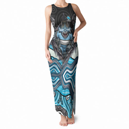 Cronulla Sutherland Sharks Tank Maxi Dress The Scream of Lightning Eyes - Indigenous Dot Ripping Effect