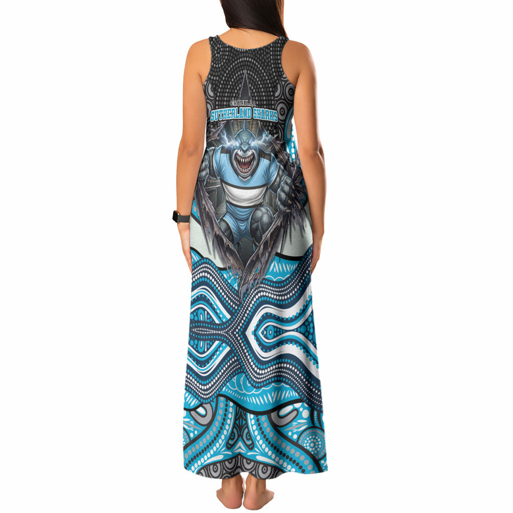 Cronulla Sutherland Sharks Tank Maxi Dress The Scream of Lightning Eyes - Indigenous Dot Ripping Effect