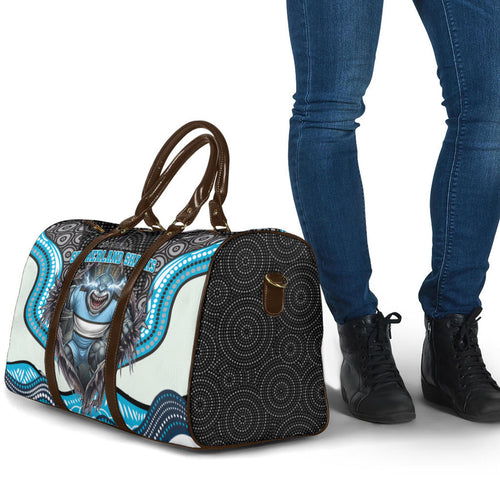 Cronulla Sutherland Sharks Travel Bag The Scream of Lightning Eyes - Indigenous Dot Ripping Effect