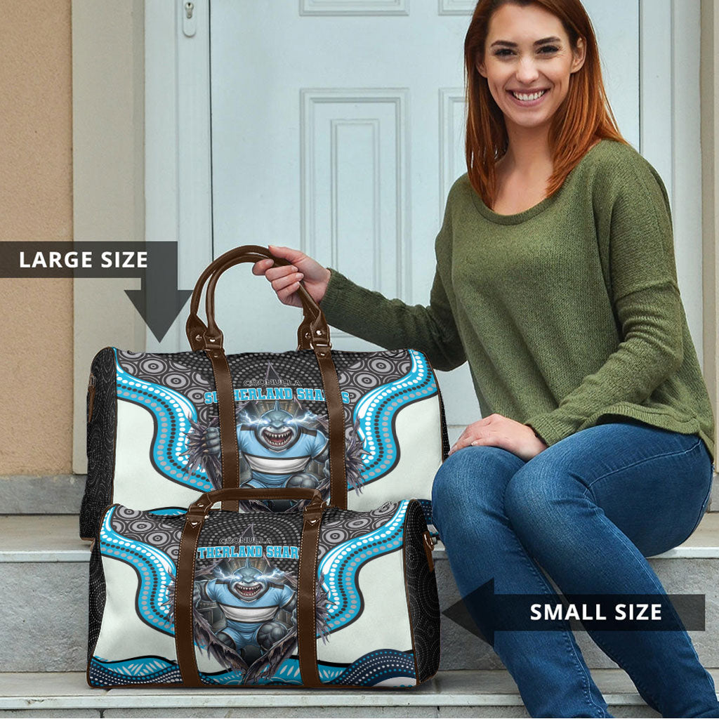Cronulla Sutherland Sharks Travel Bag The Scream of Lightning Eyes - Indigenous Dot Ripping Effect