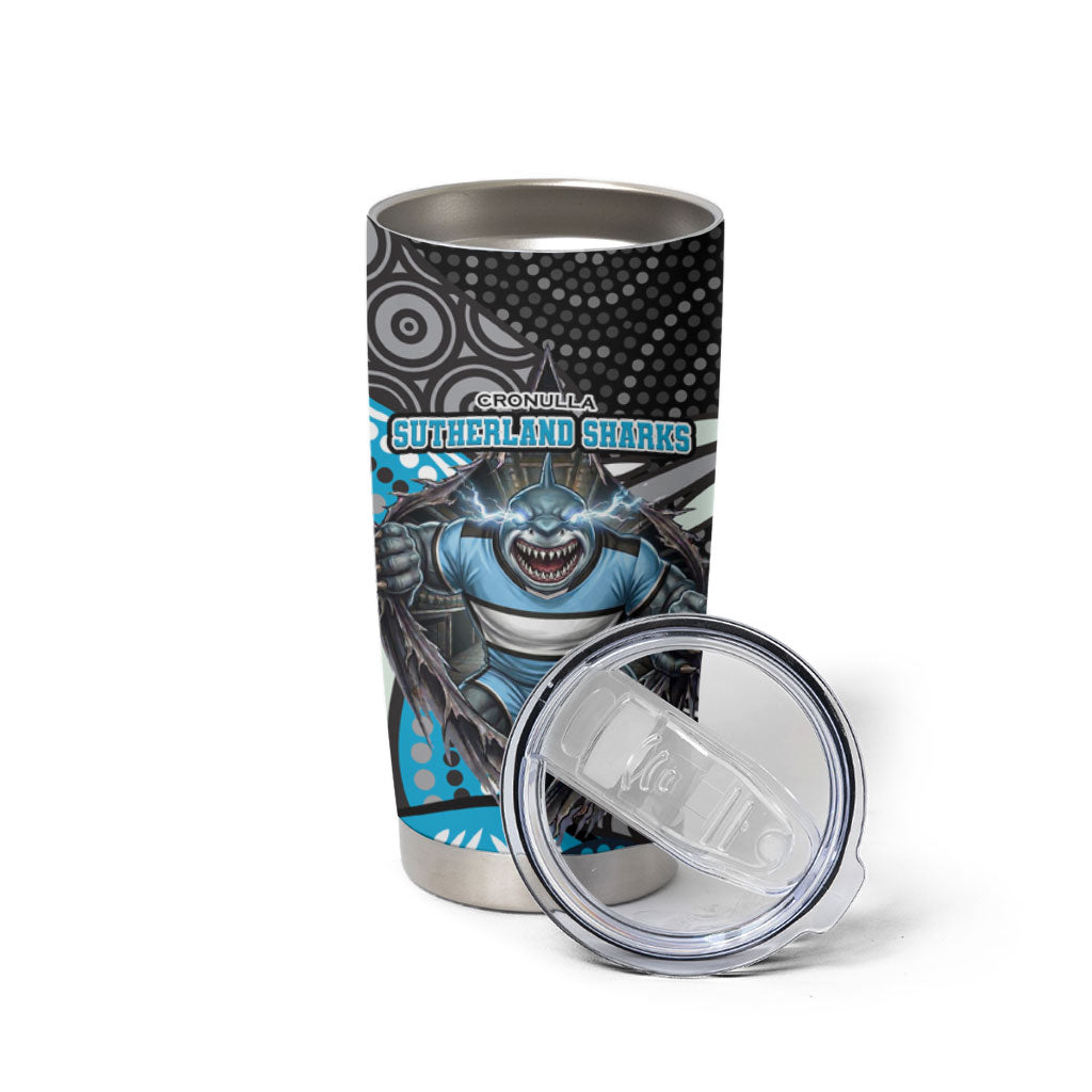 Cronulla Sutherland Sharks Tumbler Cup The Scream of Lightning Eyes - Indigenous Dot Ripping Effect