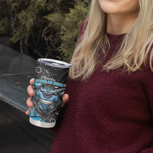 Cronulla Sutherland Sharks Tumbler Cup The Scream of Lightning Eyes - Indigenous Dot Ripping Effect