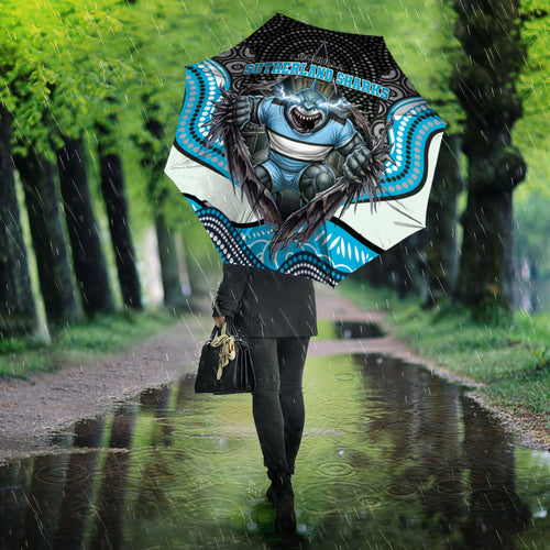 Cronulla Sutherland Sharks Umbrella The Scream of Lightning Eyes - Indigenous Dot Ripping Effect