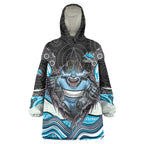 Cronulla Sutherland Sharks Wearable Blanket Hoodie The Scream of Lightning Eyes - Indigenous Dot Ripping Effect