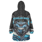 Cronulla Sutherland Sharks Wearable Blanket Hoodie The Scream of Lightning Eyes - Indigenous Dot Ripping Effect