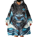 Cronulla Sutherland Sharks Wearable Blanket Hoodie The Scream of Lightning Eyes - Indigenous Dot Ripping Effect
