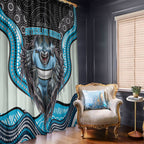 Cronulla Sutherland Sharks Window Curtain The Scream of Lightning Eyes - Indigenous Dot Ripping Effect