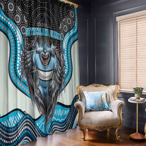 Cronulla Sutherland Sharks Window Curtain The Scream of Lightning Eyes - Indigenous Dot Ripping Effect