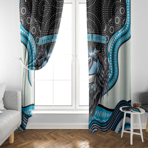 Cronulla Sutherland Sharks Window Curtain The Scream of Lightning Eyes - Indigenous Dot Ripping Effect