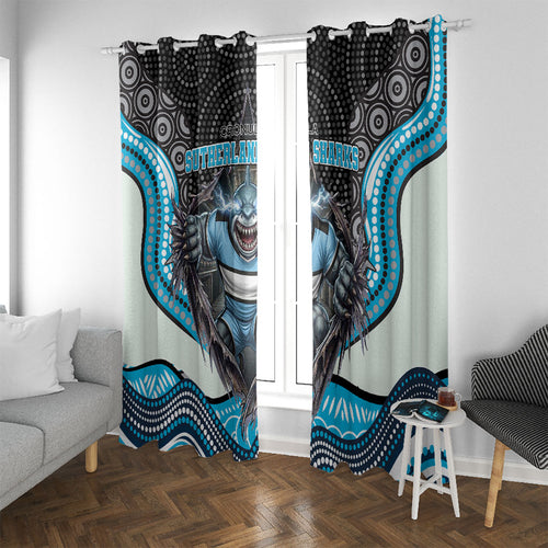 Cronulla Sutherland Sharks Window Curtain The Scream of Lightning Eyes - Indigenous Dot Ripping Effect
