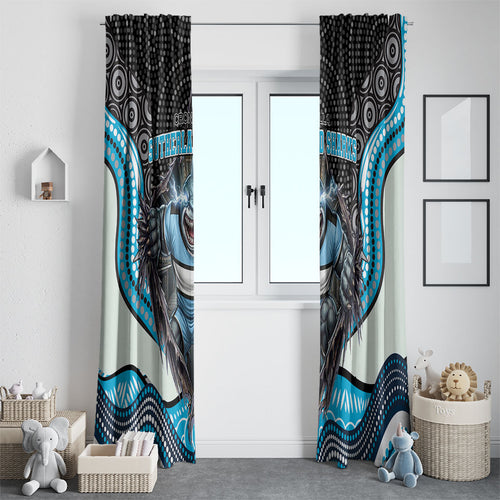 Cronulla Sutherland Sharks Window Curtain The Scream of Lightning Eyes - Indigenous Dot Ripping Effect