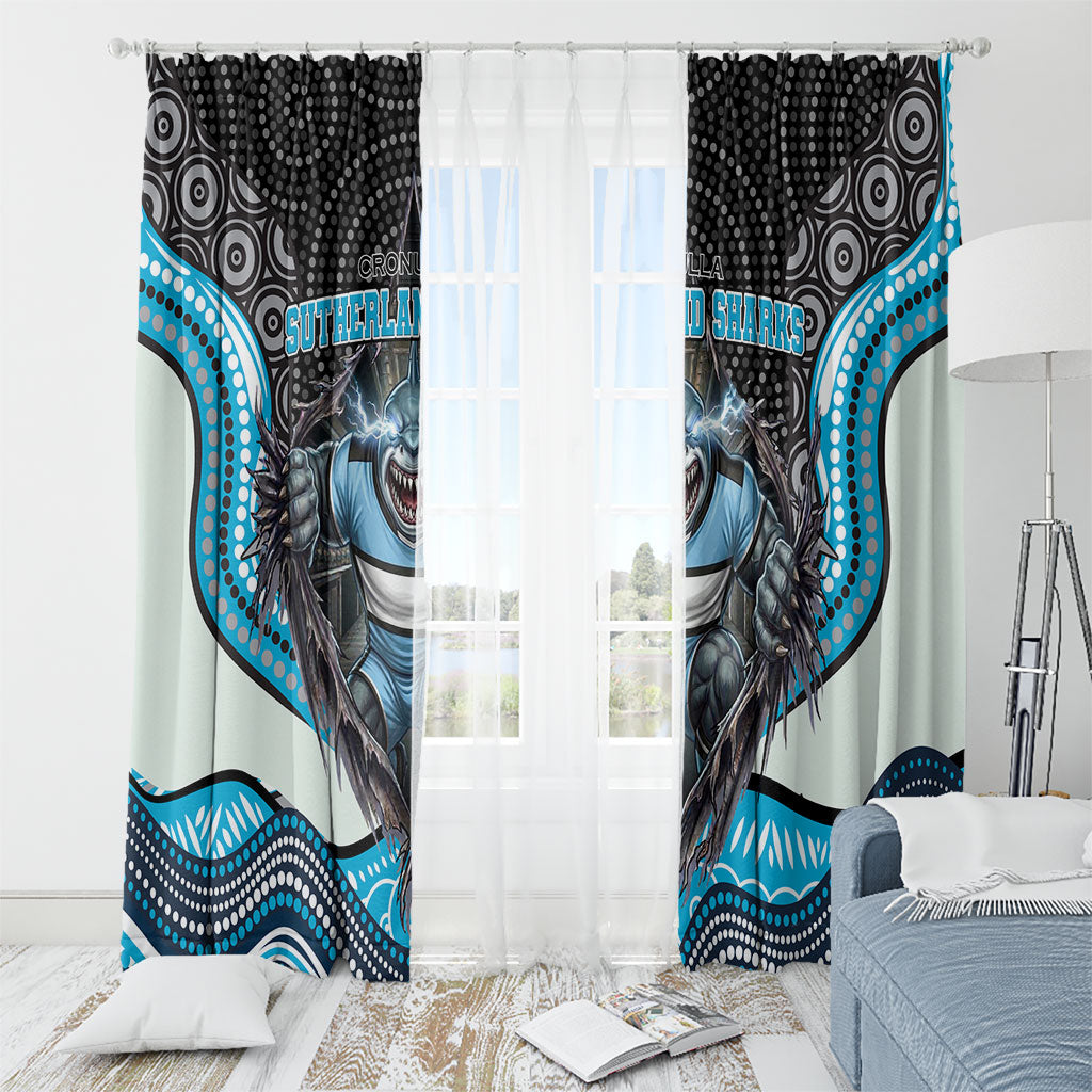 Cronulla Sutherland Sharks Window Curtain The Scream of Lightning Eyes - Indigenous Dot Ripping Effect
