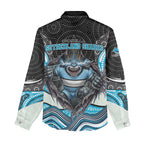 Cronulla Sutherland Sharks Women Casual Shirt The Scream of Lightning Eyes - Indigenous Dot Ripping Effect