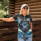 Cronulla Sutherland Sharks Women Polo Shirt The Scream of Lightning Eyes - Indigenous Dot Ripping Effect