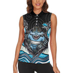 Cronulla Sutherland Sharks Women Sleeveless Polo Shirt The Scream of Lightning Eyes - Indigenous Dot Ripping Effect