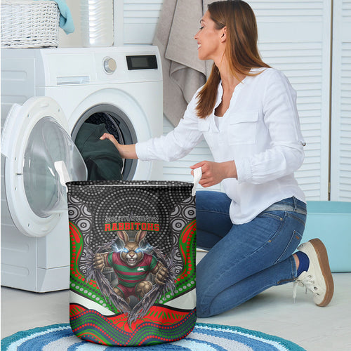 South Sydney Rabbitohs Laundry Basket The Scream of Lightning Eyes - Indigenous Dot Ripping Effect