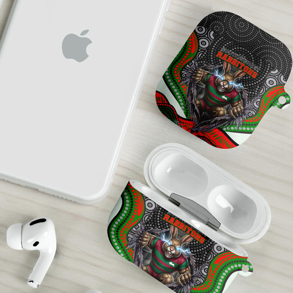 South Sydney Rabbitohs AirPods Case The Scream of Lightning Eyes - Indigenous Dot Ripping Effect