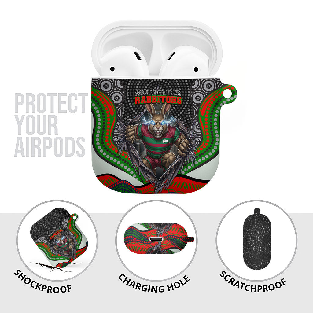 South Sydney Rabbitohs AirPods Case The Scream of Lightning Eyes - Indigenous Dot Ripping Effect