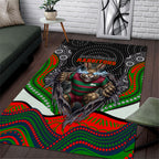 South Sydney Rabbitohs Area Rug The Scream of Lightning Eyes - Indigenous Dot Ripping Effect