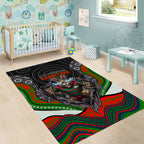 South Sydney Rabbitohs Area Rug The Scream of Lightning Eyes - Indigenous Dot Ripping Effect