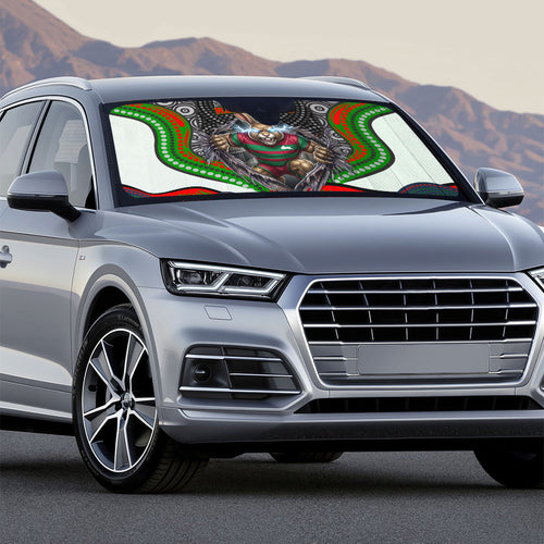 South Sydney Rabbitohs Auto Sun Shade The Scream of Lightning Eyes - Indigenous Dot Ripping Effect
