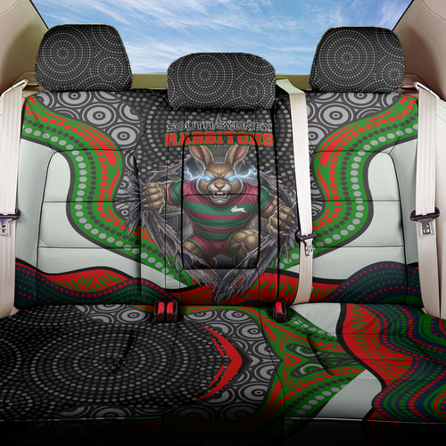South Sydney Rabbitohs Back Car Seat Cover The Scream of Lightning Eyes - Indigenous Dot Ripping Effect