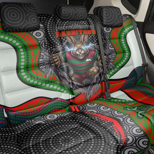 South Sydney Rabbitohs Back Car Seat Cover The Scream of Lightning Eyes - Indigenous Dot Ripping Effect