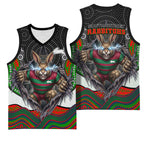 South Sydney Rabbitohs Basketball Jersey The Scream of Lightning Eyes - Indigenous Dot Ripping Effect