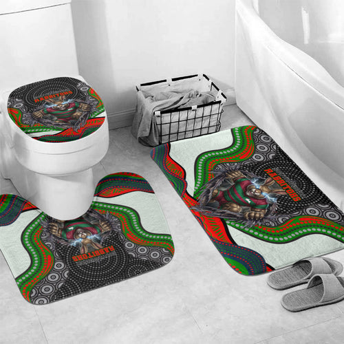 South Sydney Rabbitohs Bathroom Set The Scream of Lightning Eyes - Indigenous Dot Ripping Effect