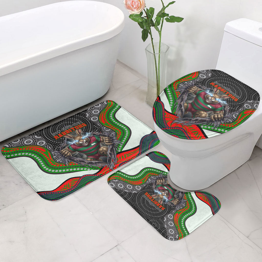 South Sydney Rabbitohs Bathroom Set The Scream of Lightning Eyes - Indigenous Dot Ripping Effect